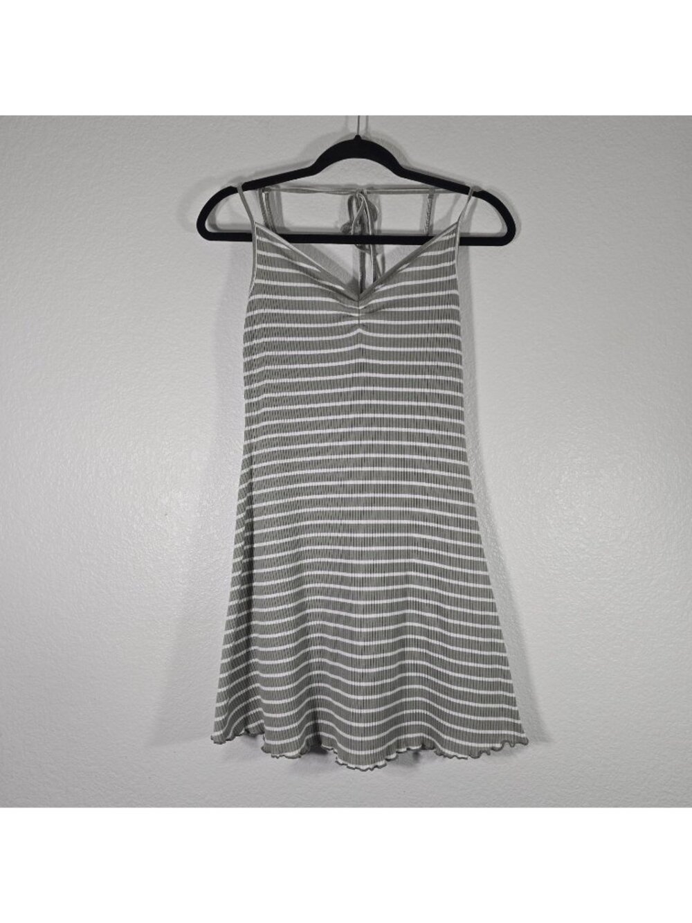 Abercrombie & Fitch Stripe Halter Mini Dress Youth Large Gray Strappy Summer